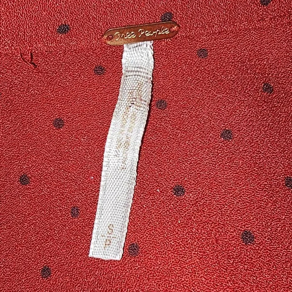 Free People Womens Red Black Polka Dot Shirt Dress Small - Picture 4 of 5